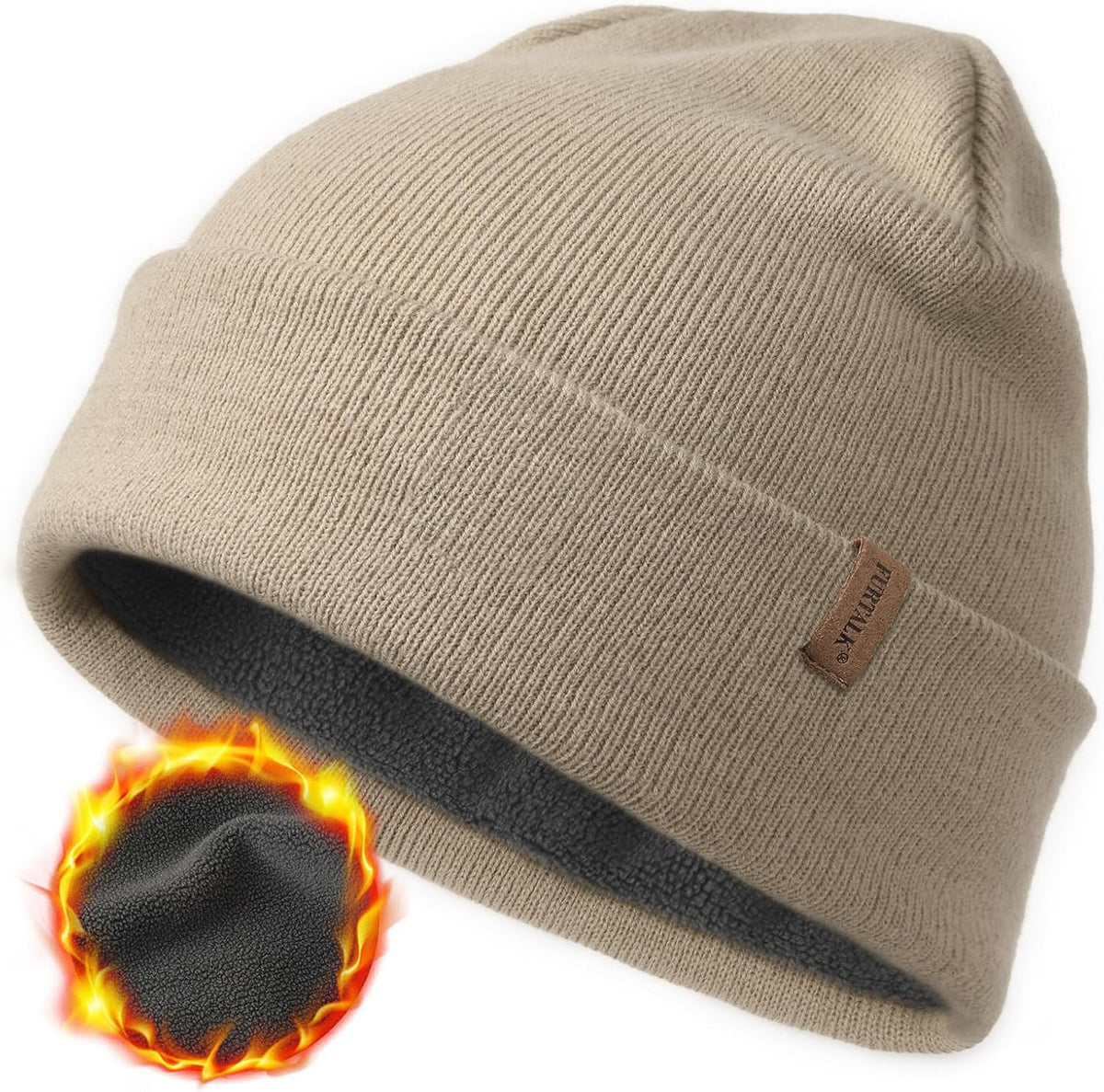 FURTALK Gorro de invierno con forro polar para hombre, doble capa,...