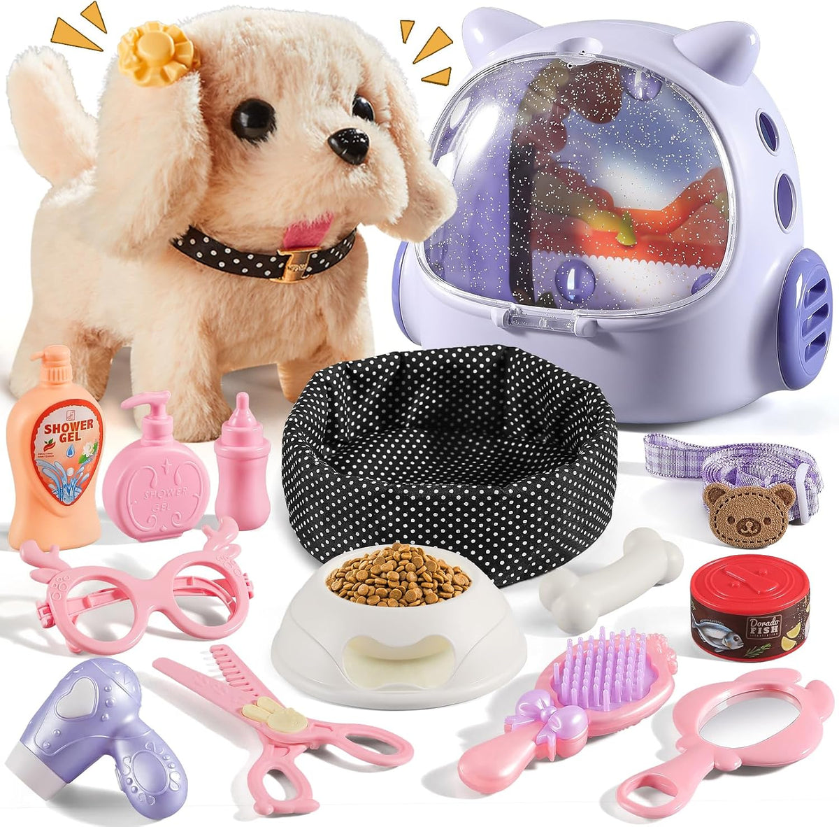 16 piezas de juguetes para perros robot para niñas, juguetes para n...