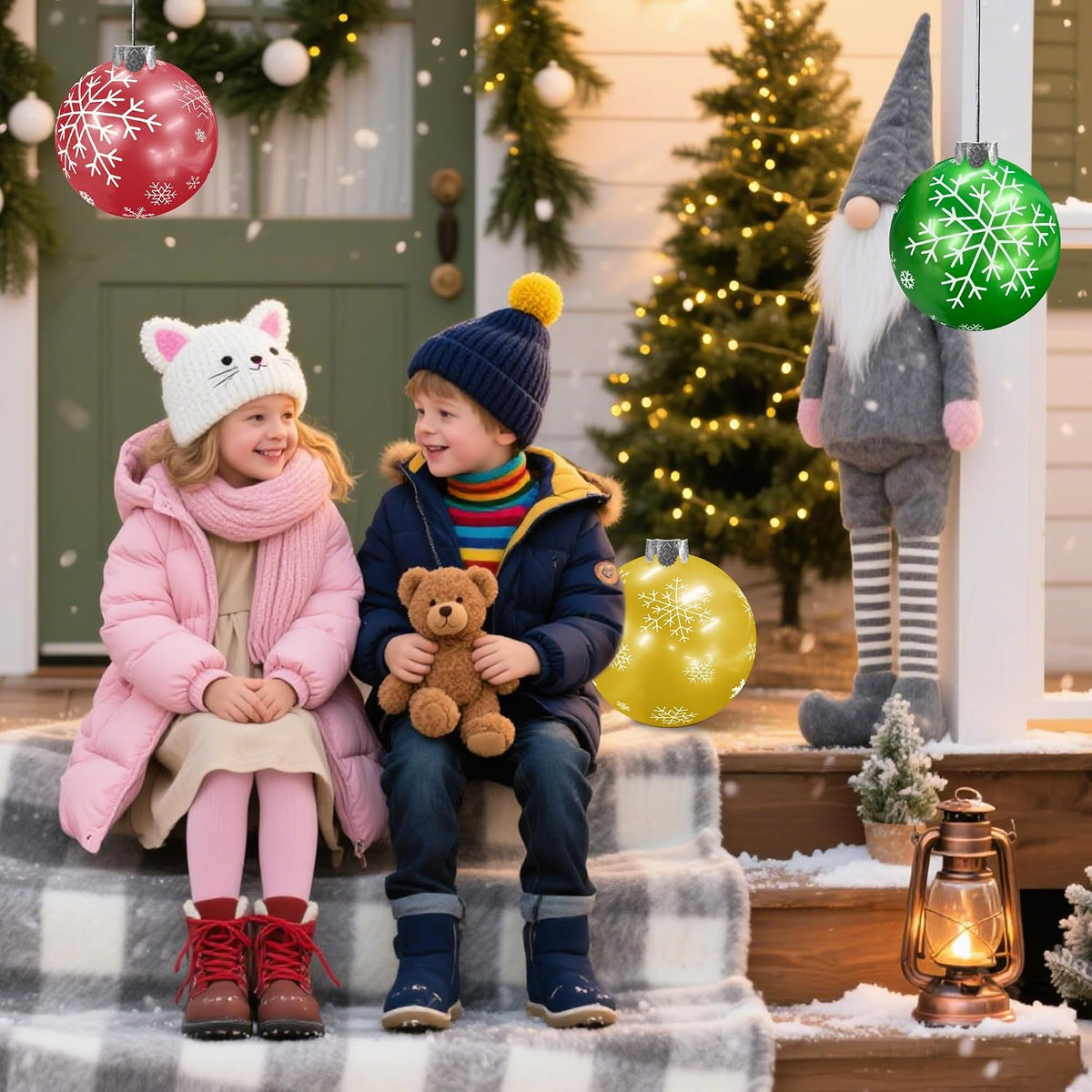 YHFUISK 10 piezas de decoraciones navideñas para exteriores, copos...