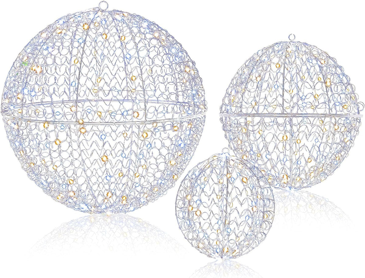 Tangkula Paquete de 3 Bolas de Luz LED de Navidad para Árbol, Grand...