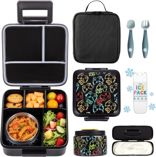 JXXM Lonchera Bento para niños con termo de sopa de 8 onzas, recipi...