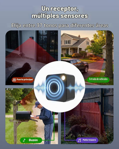 Alarma de entrada FULNIX con receptor portátil recargable y sensor...