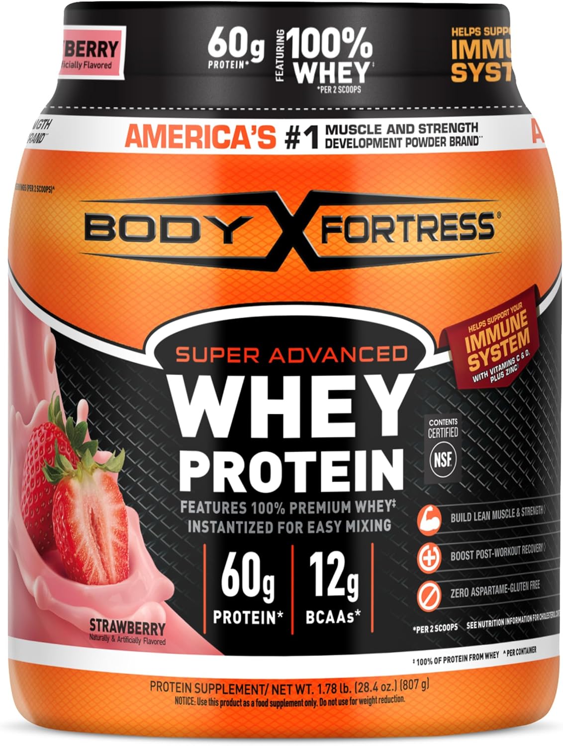 Body Fortress - Proteína de suero de leche en polvo super avanzada,...