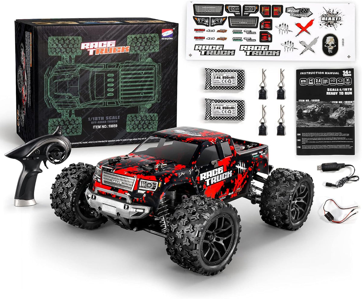 HAIBOXING 1\/18 4WD RC Truck 36KM\/H impermeable 2 baterías 2.4G co...