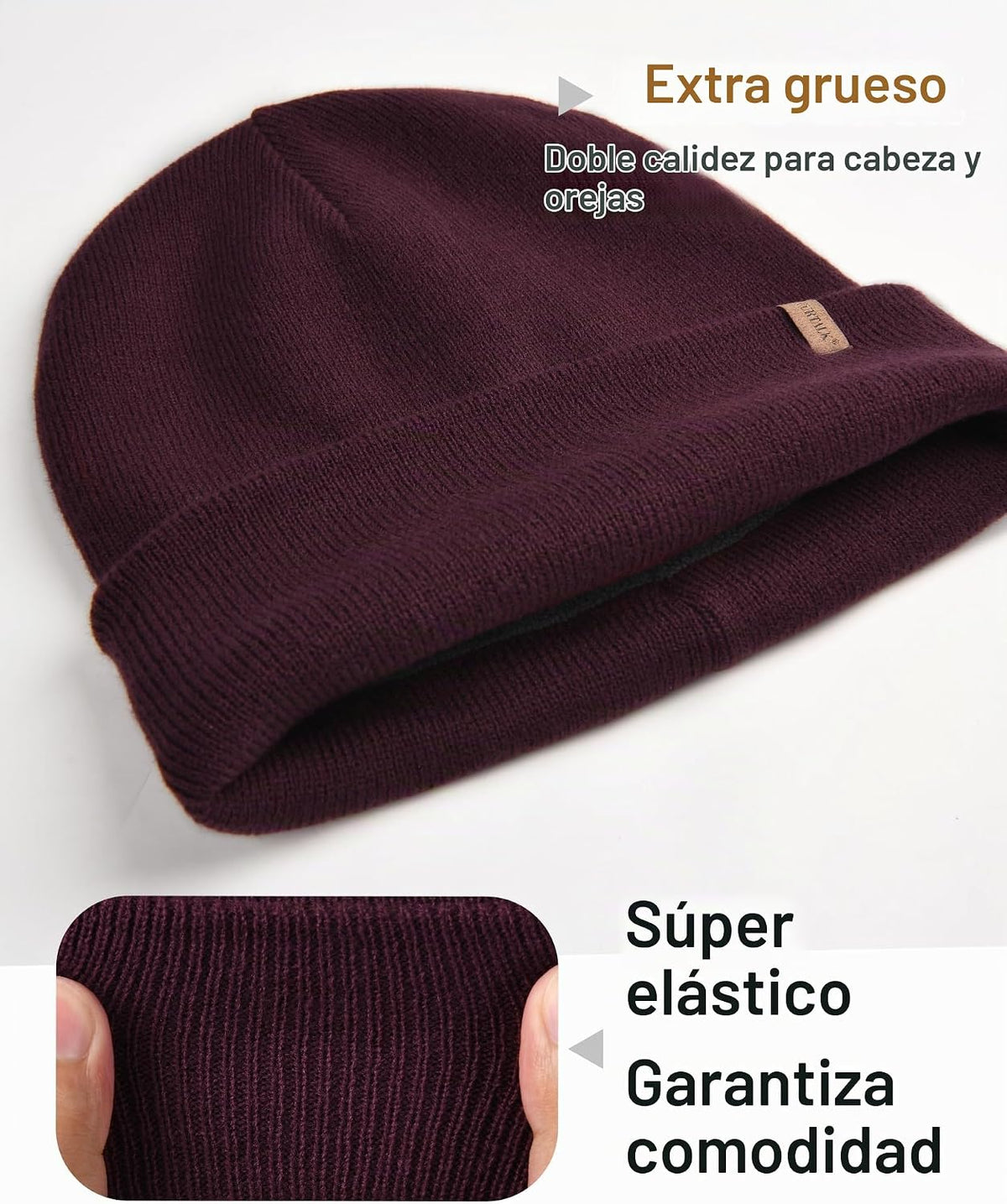 FURTALK Gorro de invierno con forro polar para hombre, doble capa,...