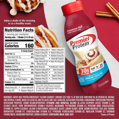 Premier Protein Batido, rollo de canela, 1.06 oz de proteína, sin a...