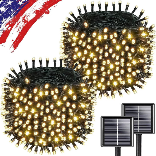 Guirnalda de luces solares para exteriores, paquete de 2 unidades,...