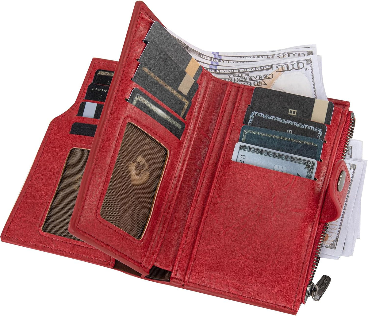 Wrangler - Billetera para mujer con tarjetero plegable, cierre y ve...