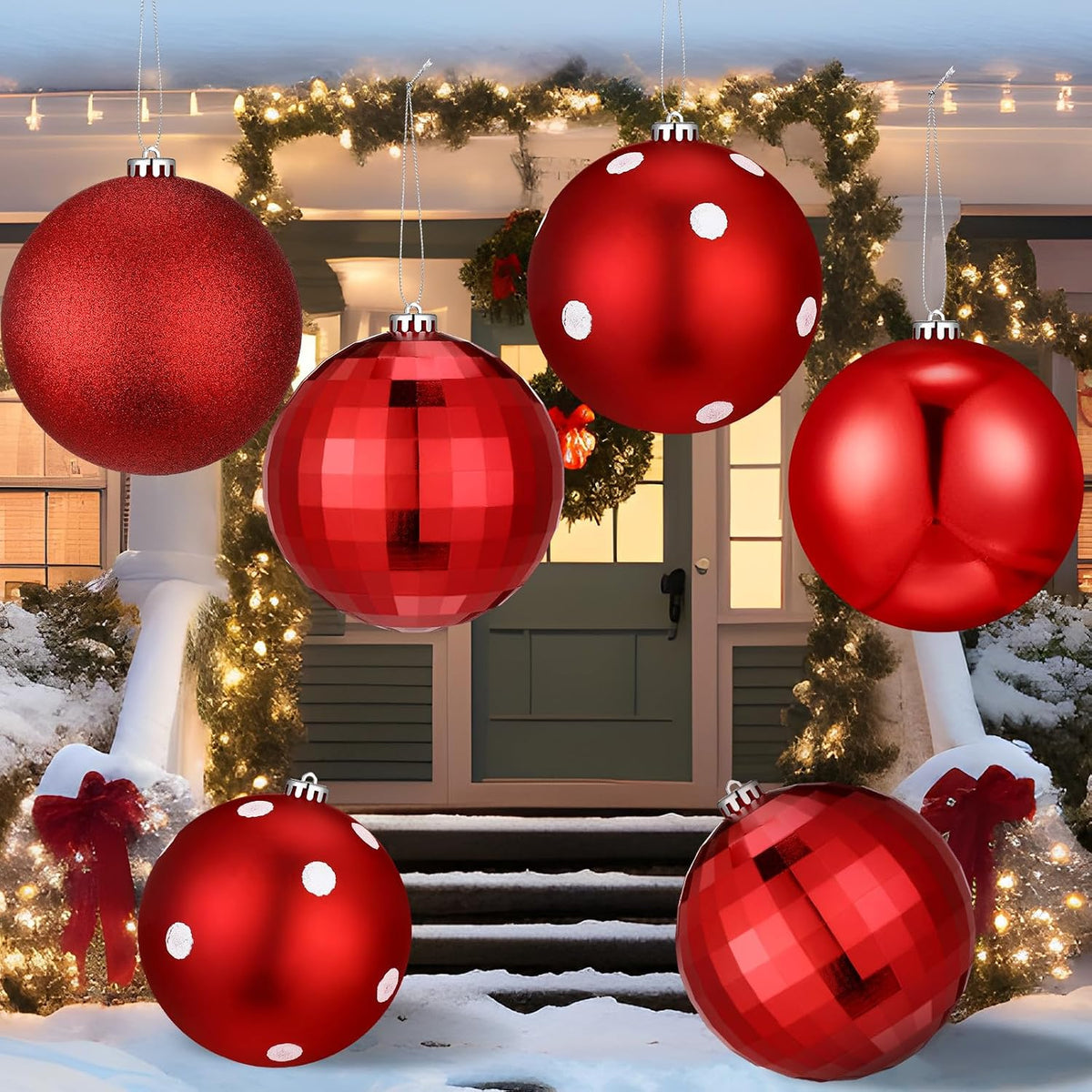 Tigeen - 4 adornos de bolas de Navidad grandes de 6 pulgadas | Ador...