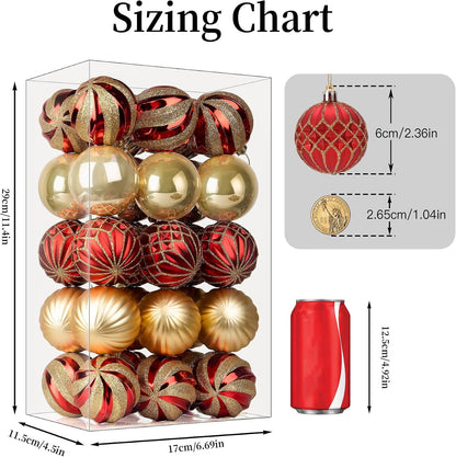 SHareconn 30 pzas bolas de árbol de Navidad de 2.36 pulgadas, bolas...