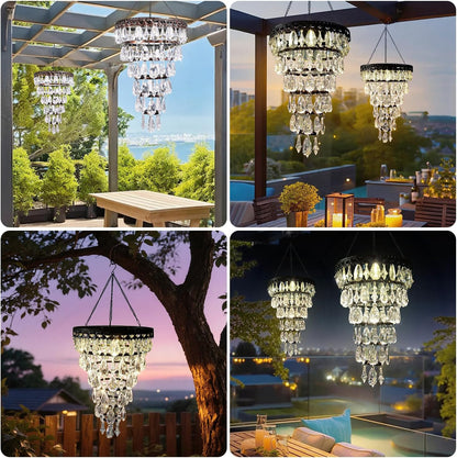 Lámpara solar colgante de cristal al aire libre impermeable luz de...