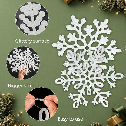 Adornos grandes de copos de nieve para decoración de árbol de Navid...