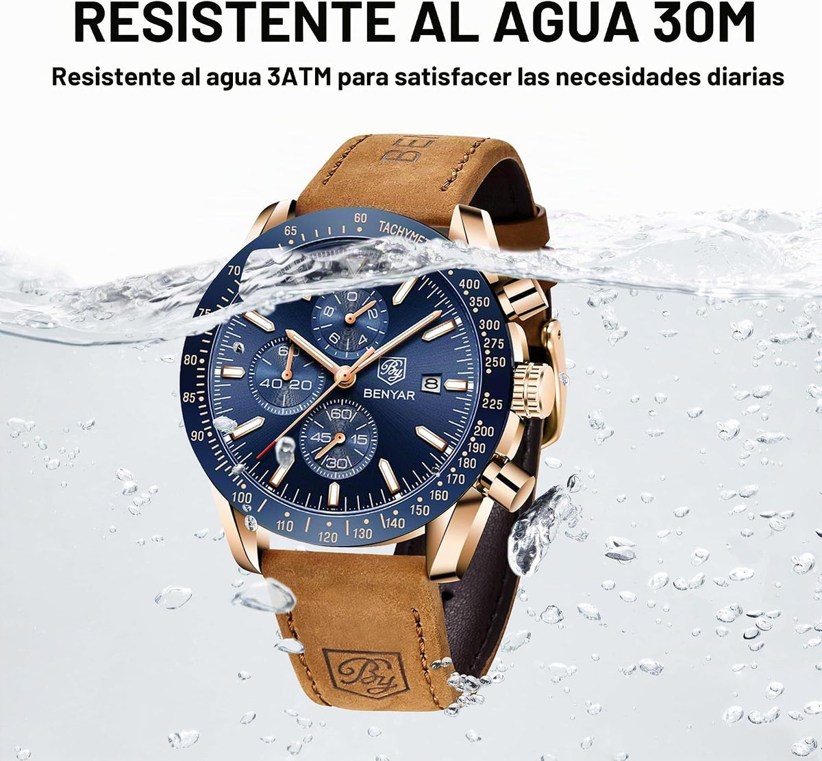 BENYAR Reloj para hombre analógico cronógrafo de cuarzo, impermeabl...