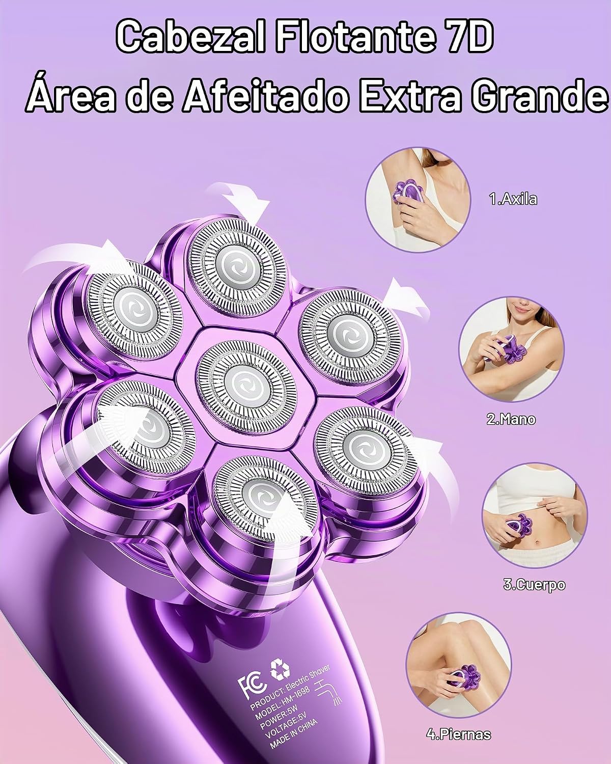Maquinillas de afeitar eléctricas 5 en 1 para mujer, afeitadora de...