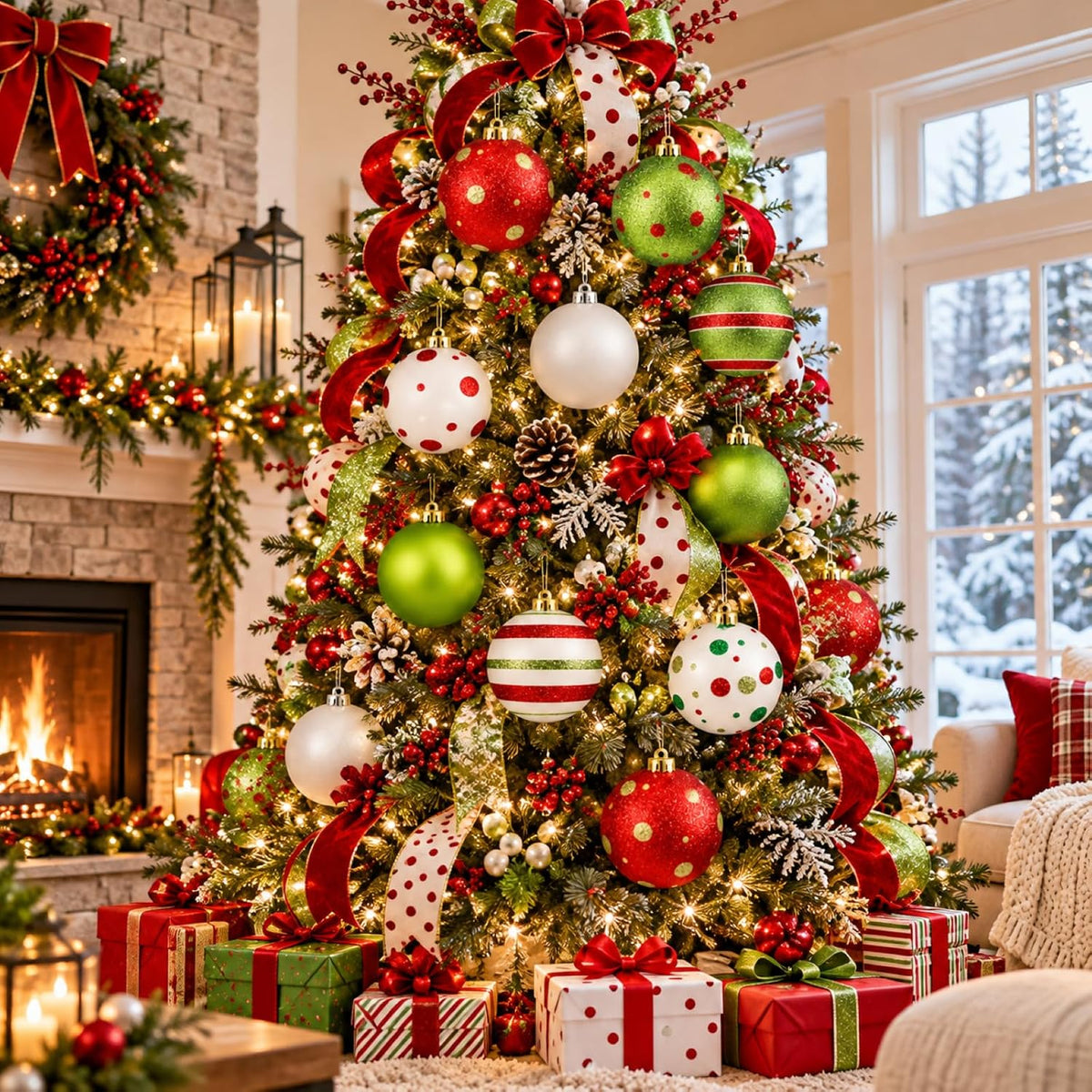 Deekin - Paquete de 8 bolas de adornos de Navidad extra grandes, co...