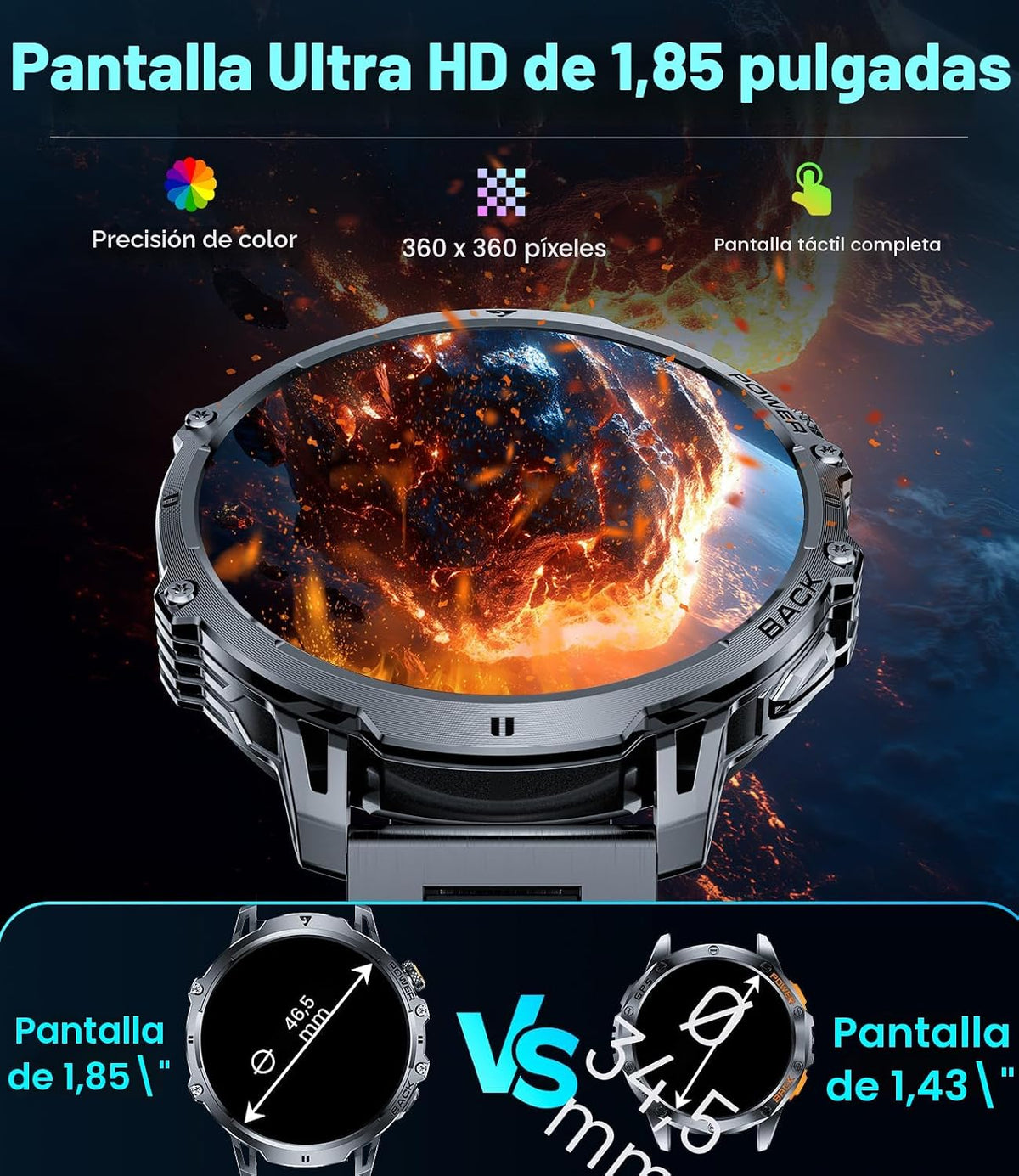 LIGE Relojes inteligentes militares para hombres (2 bandas), pantal...
