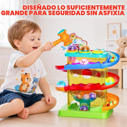 Juguete Montessori 2 en 1 de pista de carreras para niños pequeños...