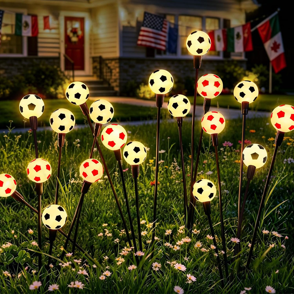 vignuto Luces solares de fútbol 2026, 8 paquetes de 48 LED, luces s...