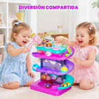 Juguete Montessori de pista de carreras con rampa para coche y caíd...