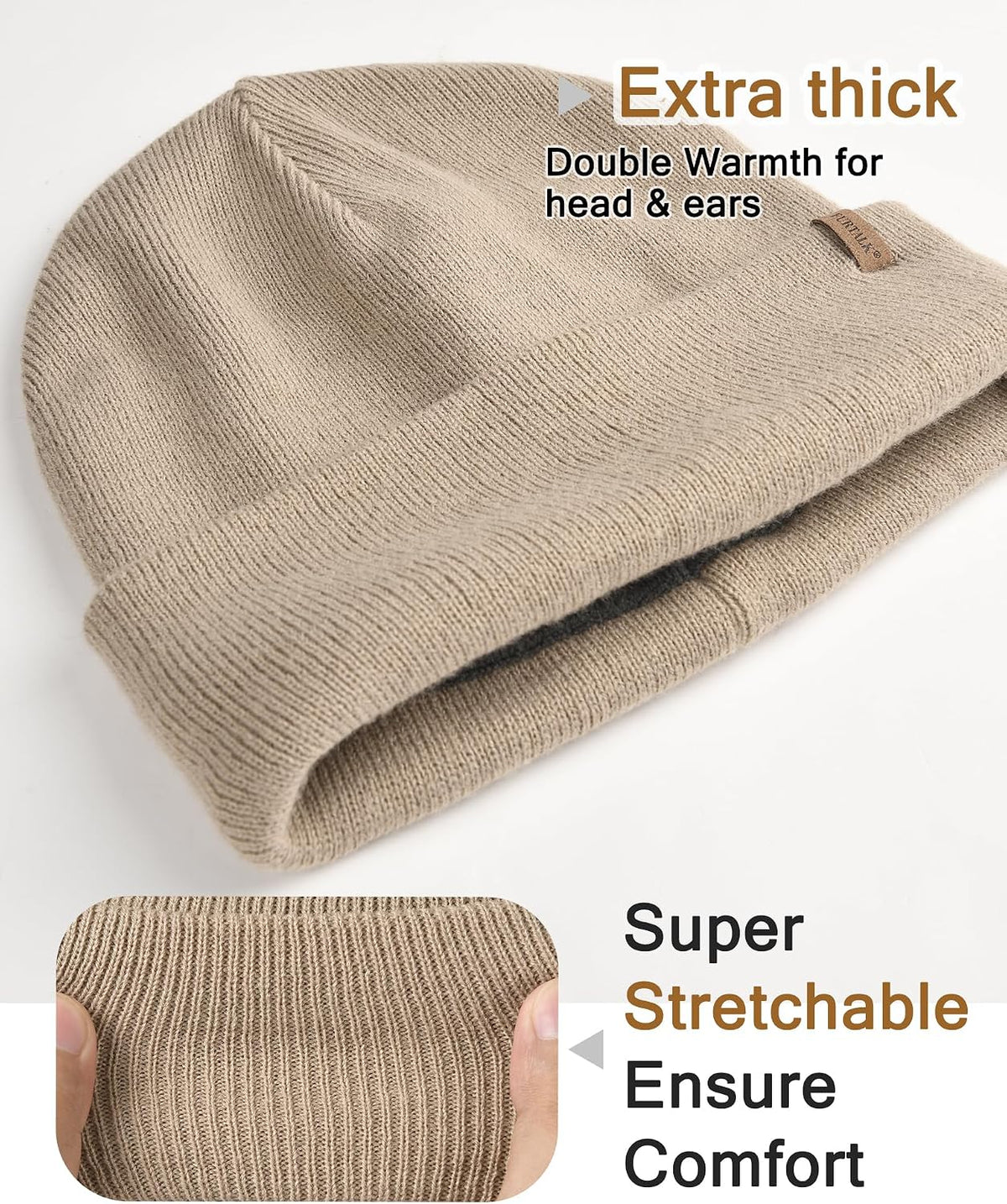 FURTALK Gorro de invierno con forro polar para hombre, doble capa,...