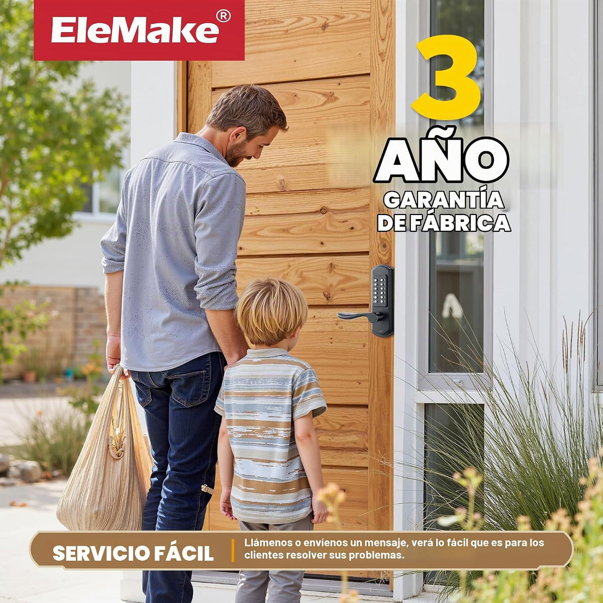 Cerradura de puerta mecánica sin llave con teclado, negro | Izquier...