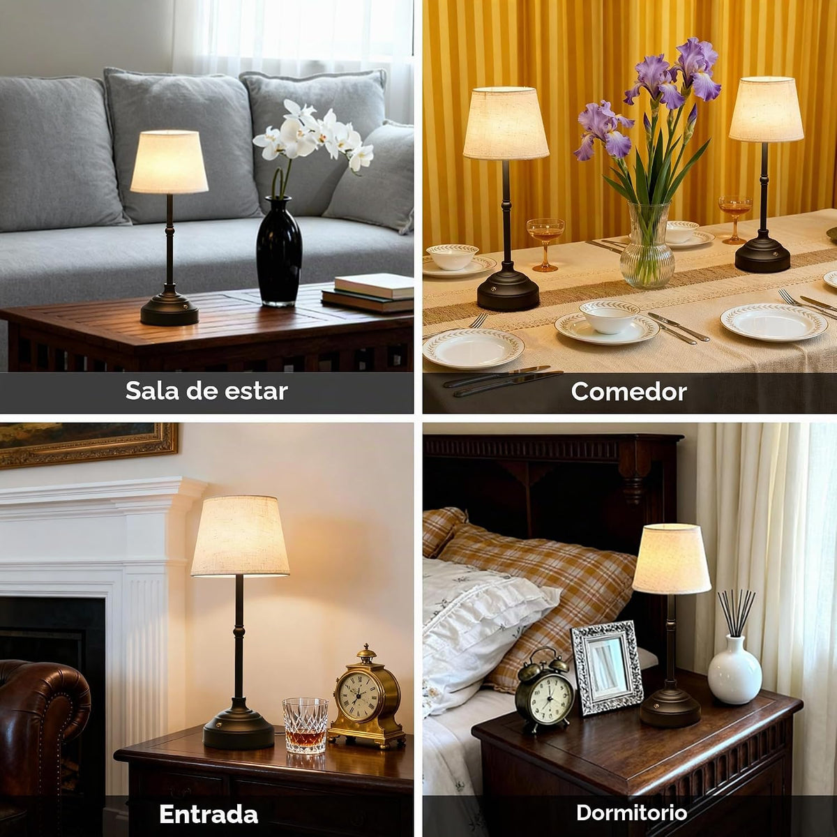 keysays Paquete de 2 lámparas de mesa inalámbricas, lámpara de escr...