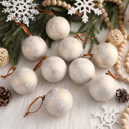 Yunlly 12 adornos de Navidad neutros, blanco marfil, 4 pulgadas | B...