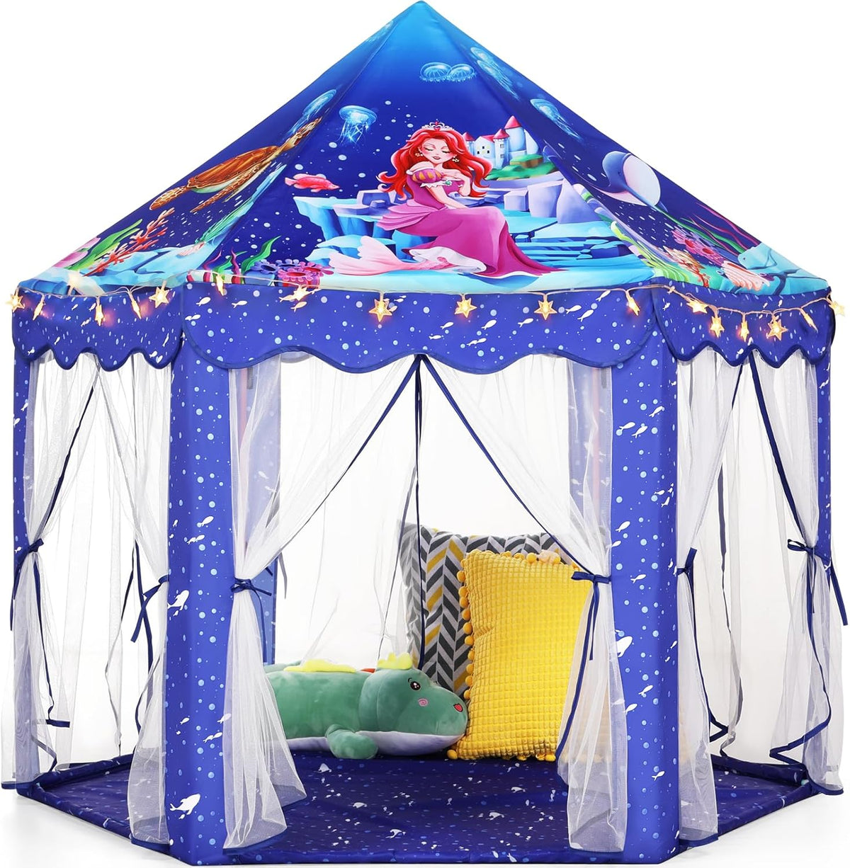 Monobeach Tienda de campaña de princesa de sirena para niñas, casa...