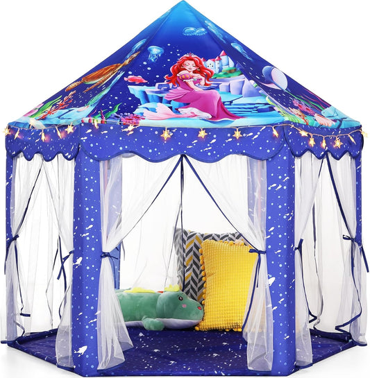 Monobeach Tienda de campaña de princesa de sirena para niñas, casa...