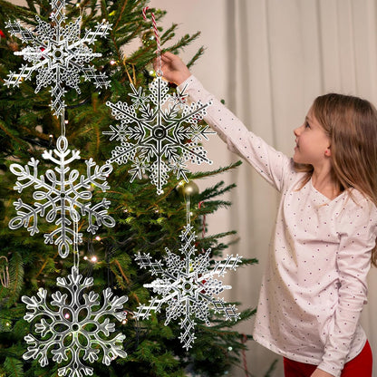 12 adornos grandes de copos de nieve transparentes de 12 pulgadas c...