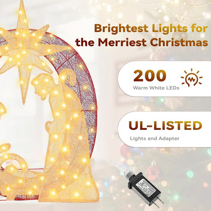 Decoración de letrero de alegría iluminado de Navidad con temporiza...