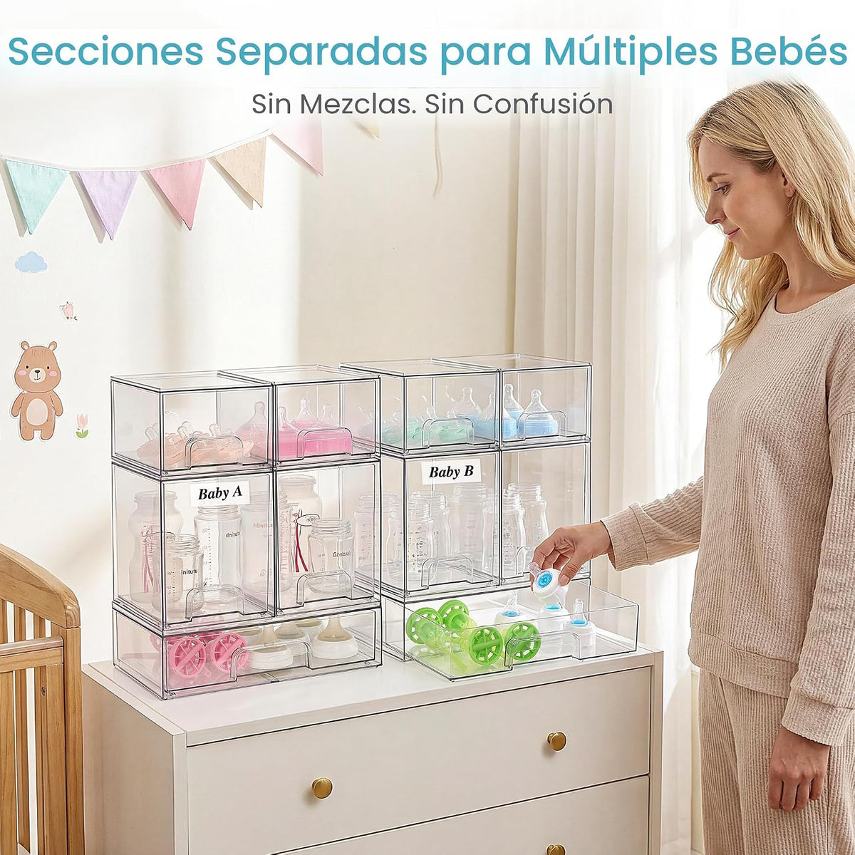 Vtopmart Juego de 10 cajones de almacenamiento apilables transparen...