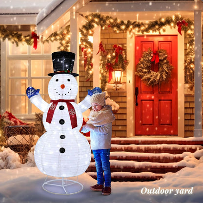 VINGLI Muñeco de nieve iluminado de 6 pies, 200 luces LED blancas c...