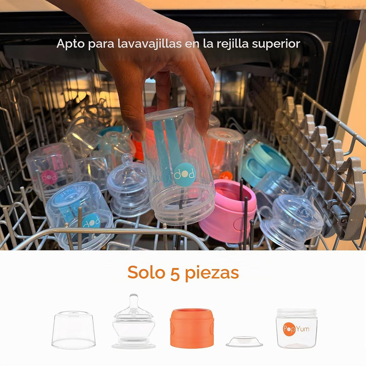 PopYum Biberón de 5 oz con fórmula anticólica naranja para hacer\/m...