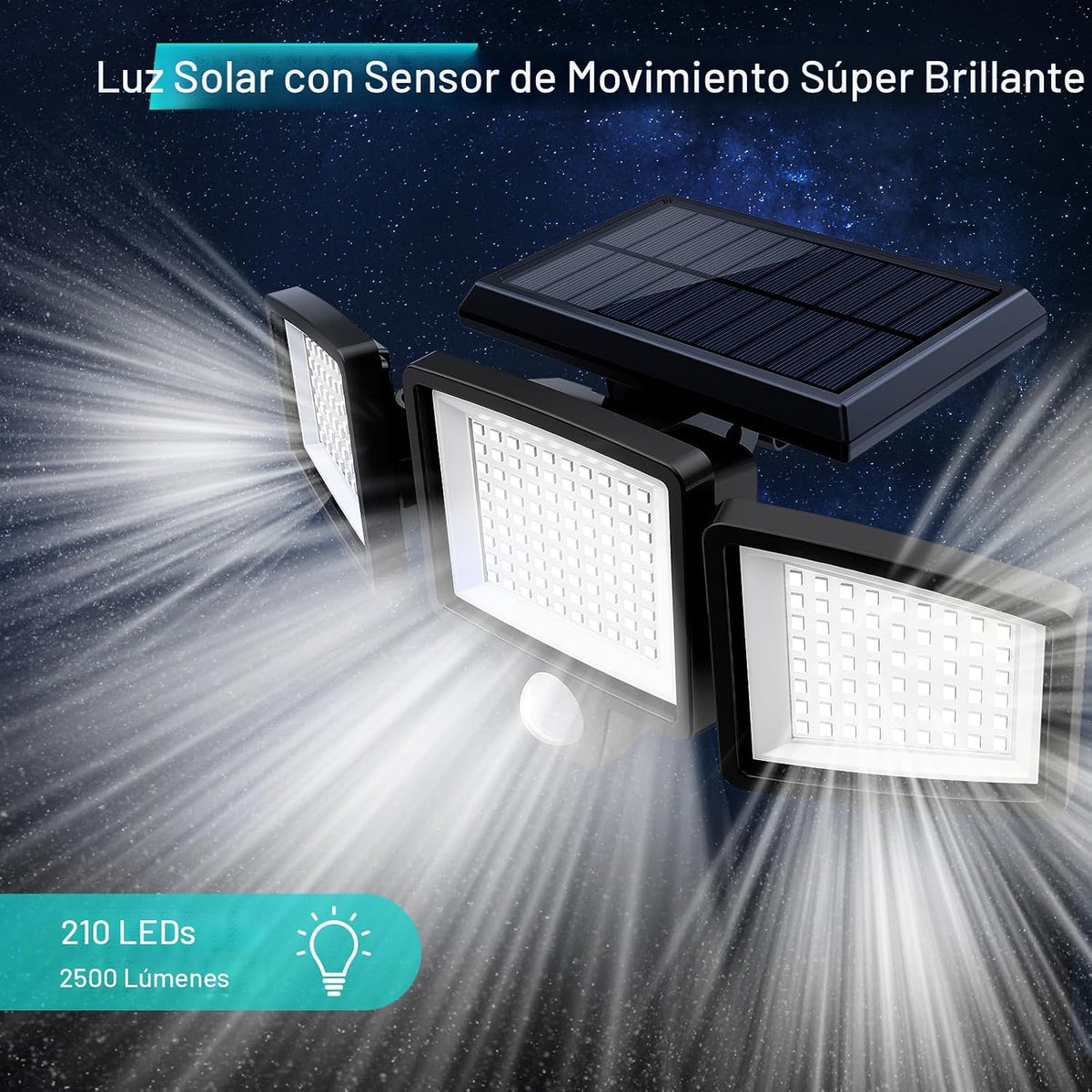 Tuffenough Luces solares para exteriores de 2500 lm, 210 luces LED...