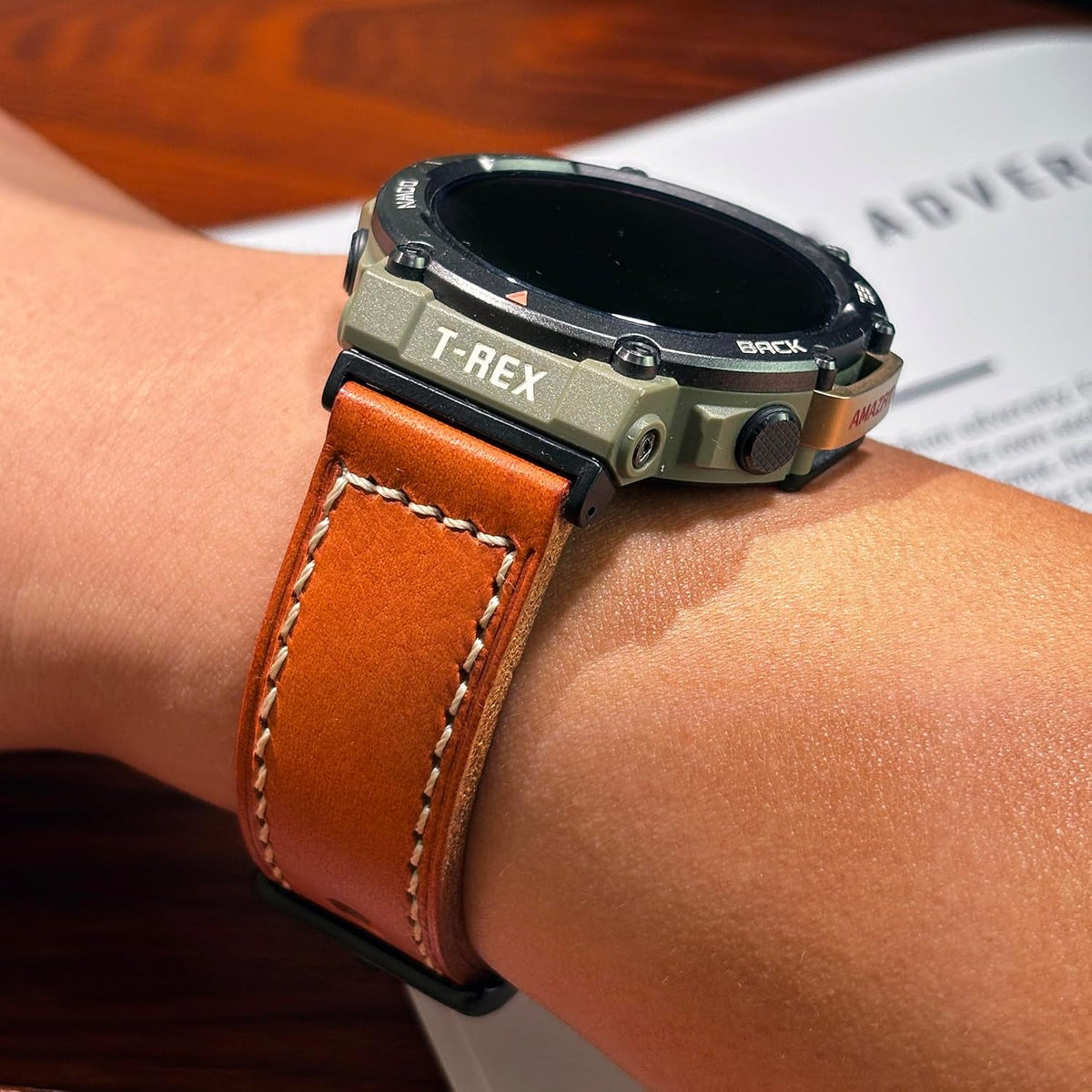 SMITHA Correa de reloj de cuero genuino compatible con Amazfit T-Re...