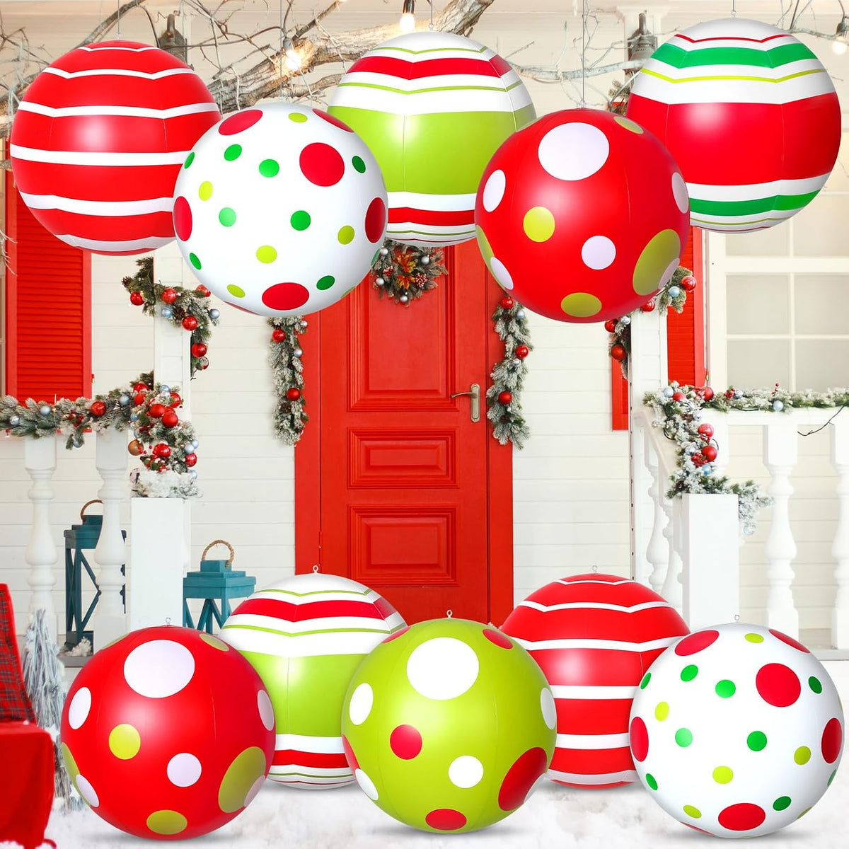 Jetec - 12 bolas inflables gigantes de Navidad de 16 pulgadas para...