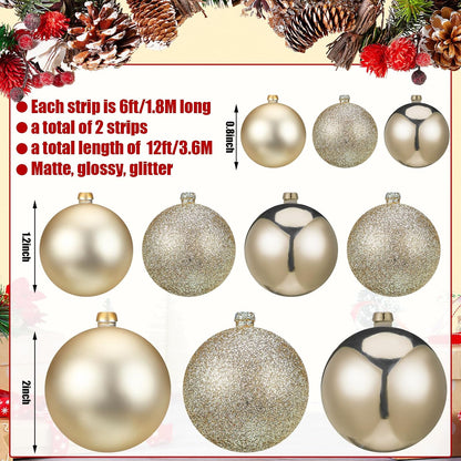 Yuxung - 2 guirnaldas de bolas de Navidad de 6 pies, color dorado c...