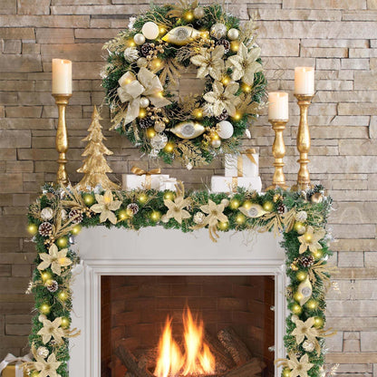 WANNA-CUL Corona de Navidad preiluminada de 61 cm para puerta princ...