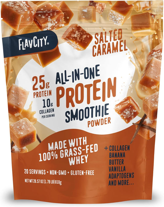 FlavCity - Batido de proteína todo en uno en polvo, caramelo salado...