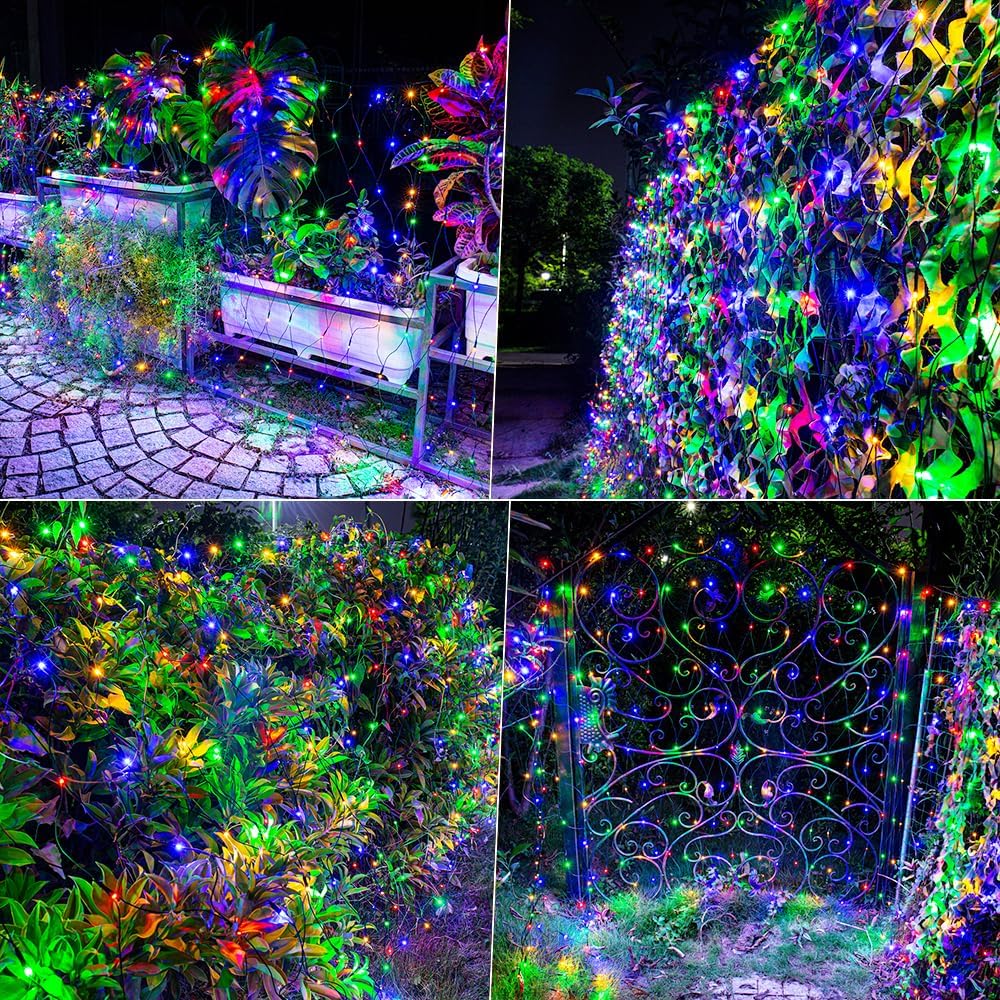 Joomer Luces de red de Navidad de 12 pies x 5 pies, luces de malla...