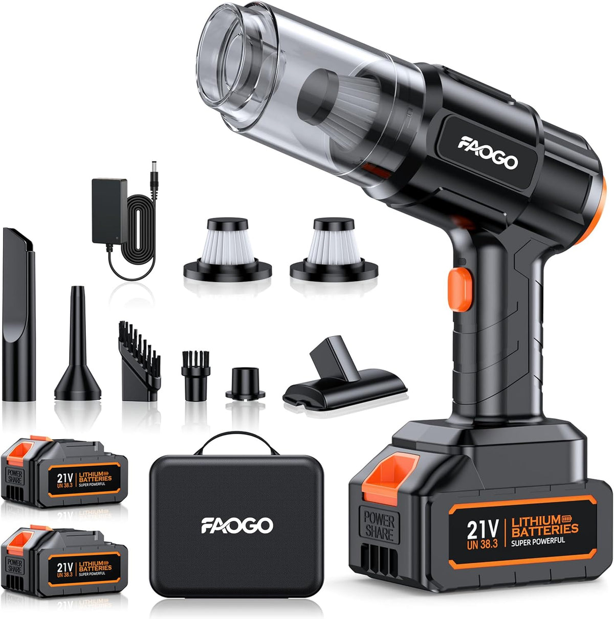 FAOGO Aspiradora portátil inalámbrica para automóvil, motor sin esc...