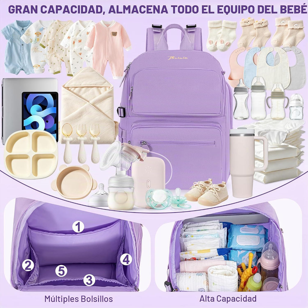 IBVIVIC Bolsa de pañales Mochila para pañales de gran capacidad, Pú...