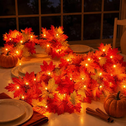 Decoraciones de otoño para el hogar, guirnalda de otoño enchufable...