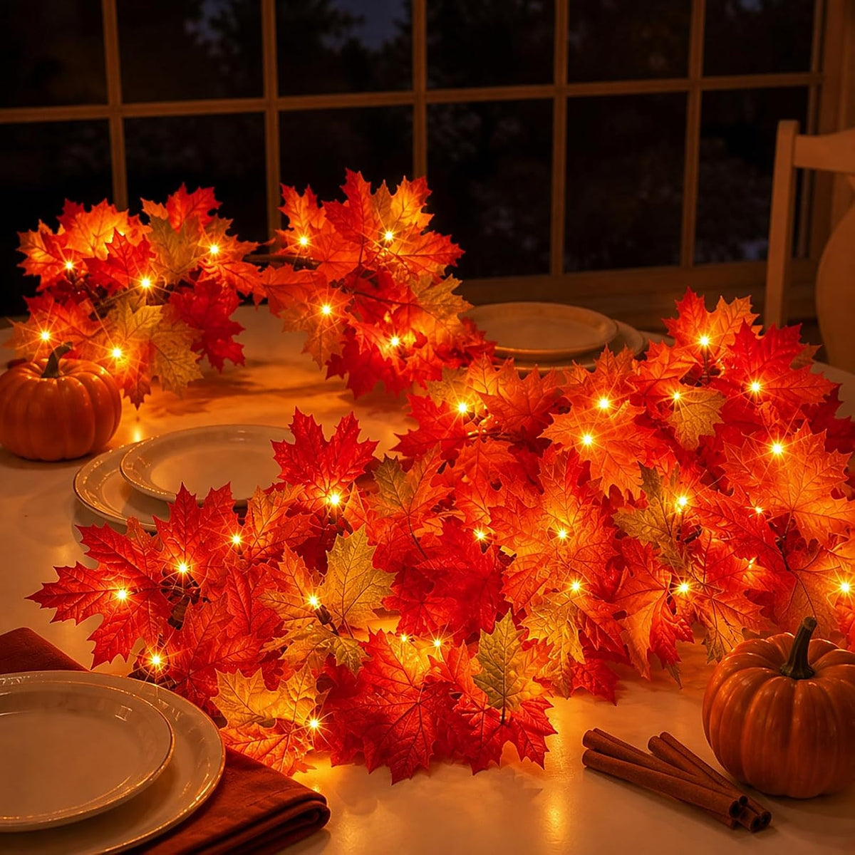 Decoraciones de otoño para el hogar, guirnalda de otoño de 9 pies c...