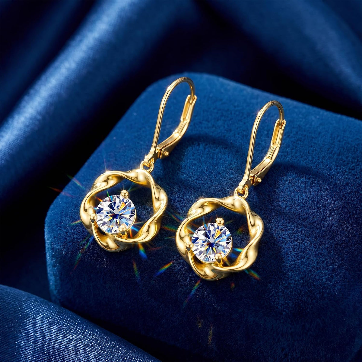 Aretes colgantes de moissanita de 2 quilates para mujer, aretes Mob...