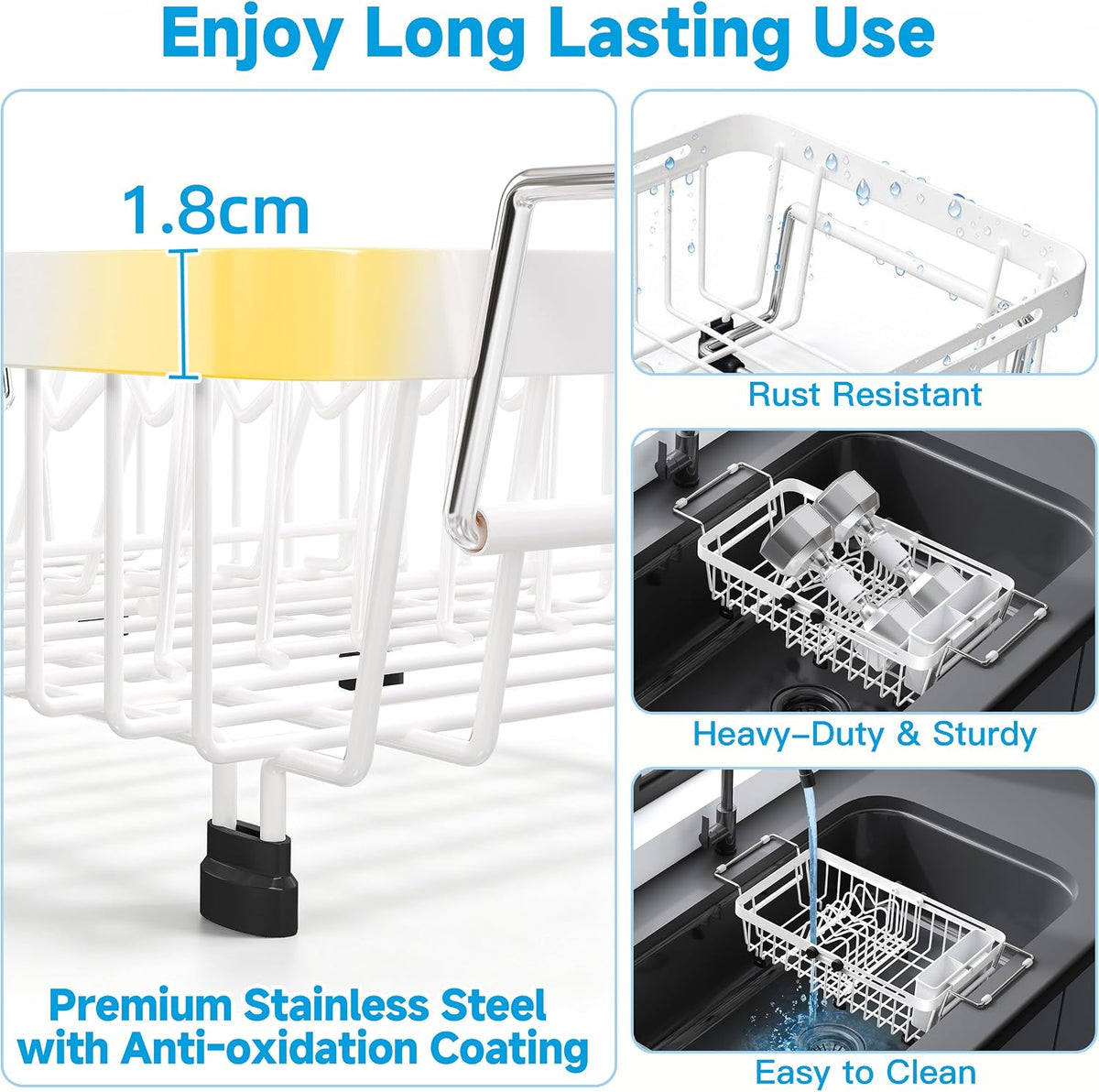 JASIWAY Mini escurridor de platos blanco sobre el fregadero para |...