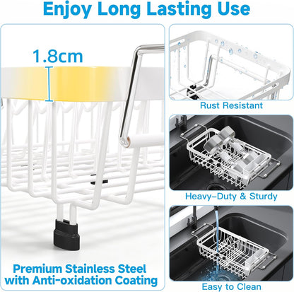 JASIWAY Mini escurridor de platos blanco sobre el fregadero para |...