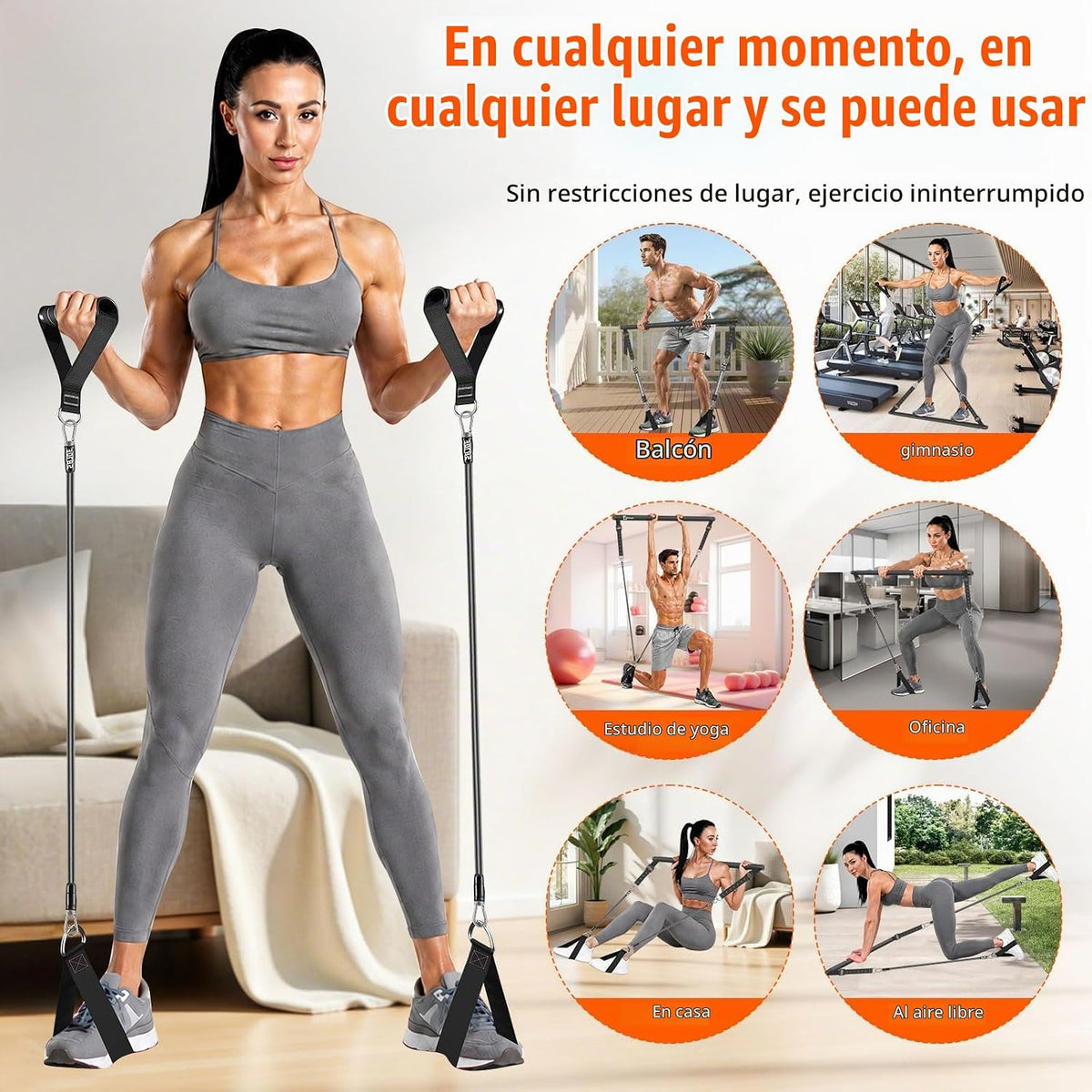 Kit de barra de pilates Bbtops con bandas de resistencia, barra de...