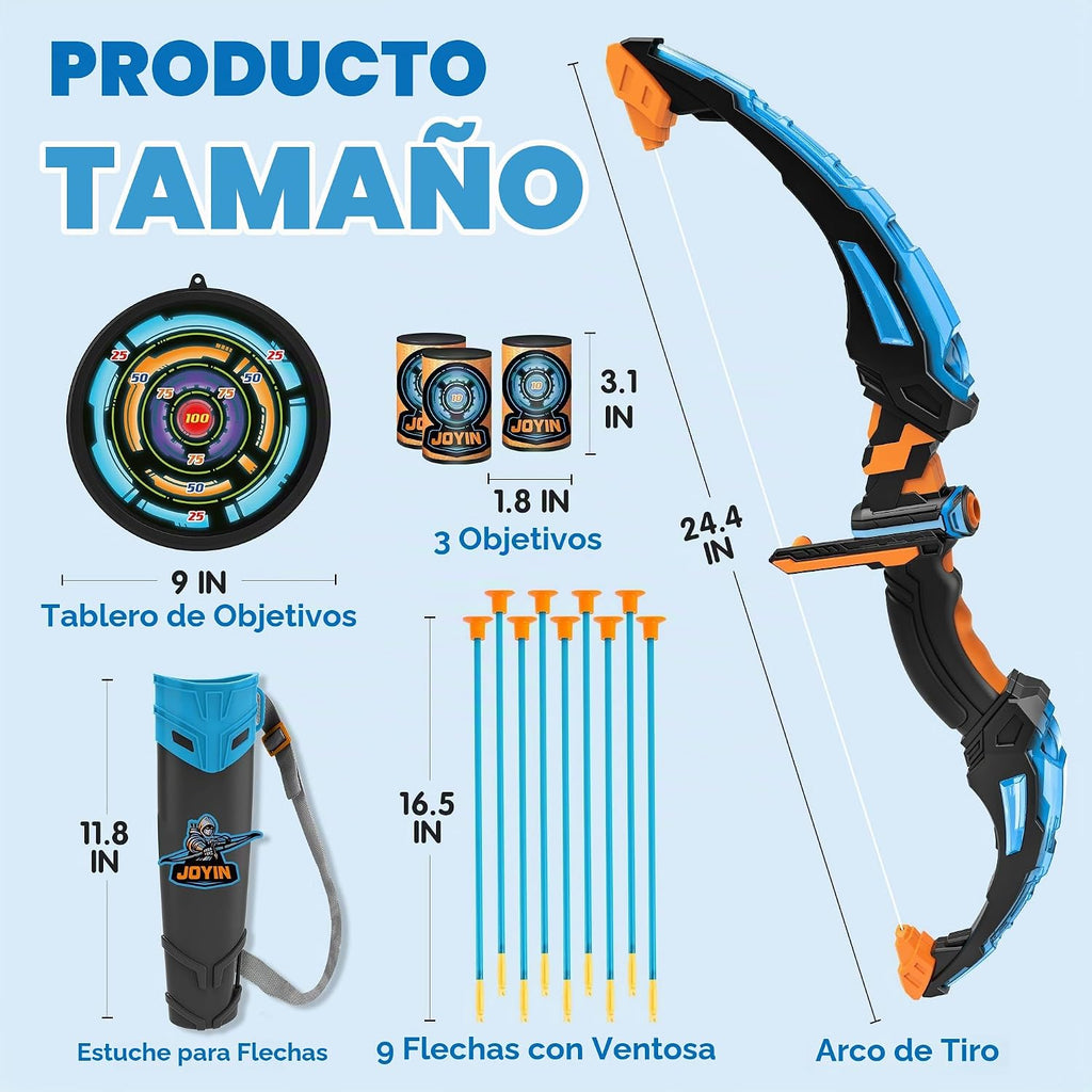 JOYIN - Arco y flecha LED para niños, juego de juguetes de tiro con...